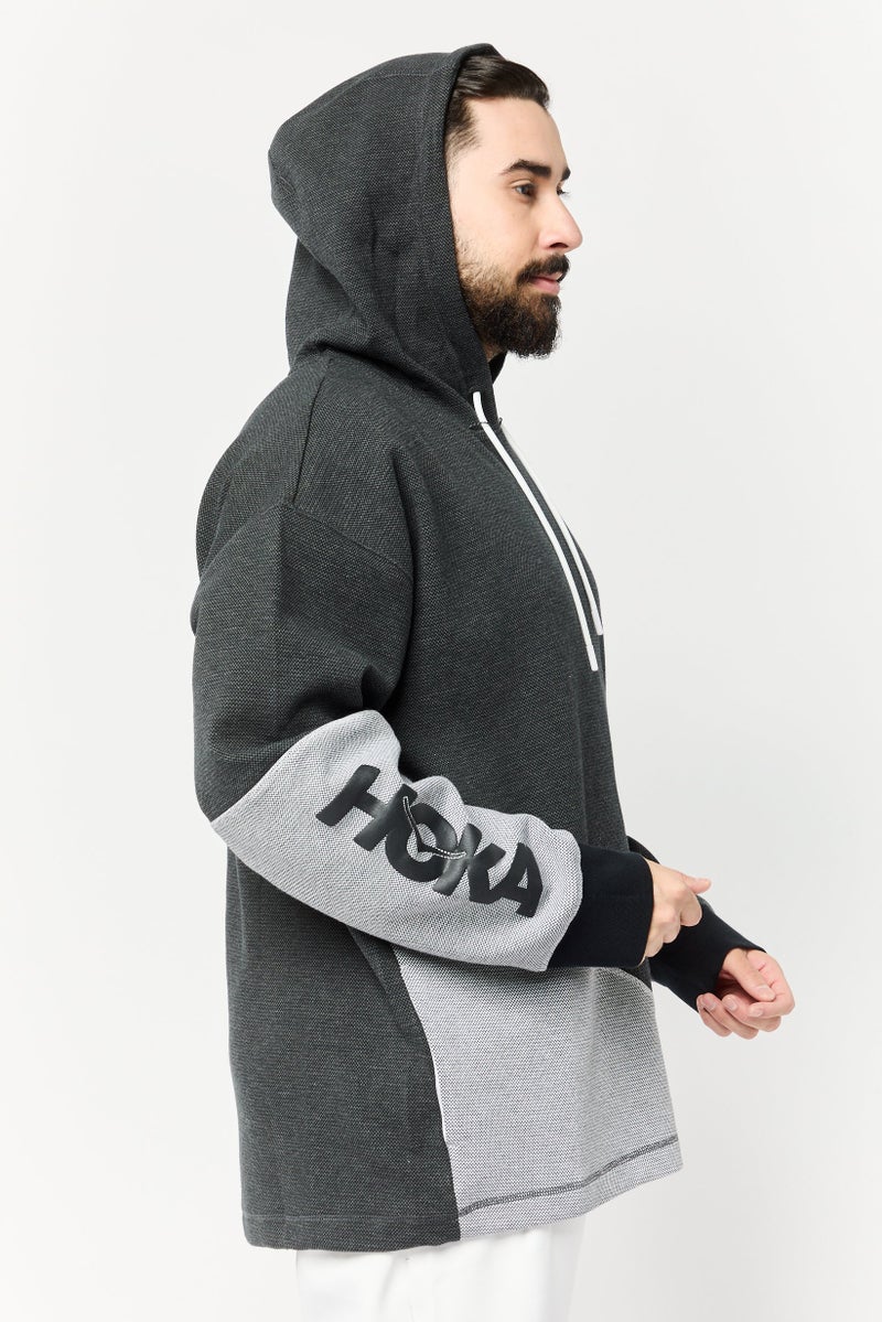 Hoka ملابس رياضية للرجال بأكمام طويلة مناسبة، خارجية، هوديز، أسود - Image 2